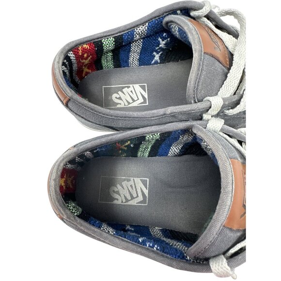Vans Gray Canvas Lace-Up Low-Top Sneakers With Multicolor Lining Mens Size 8 - Picture 8 of 10